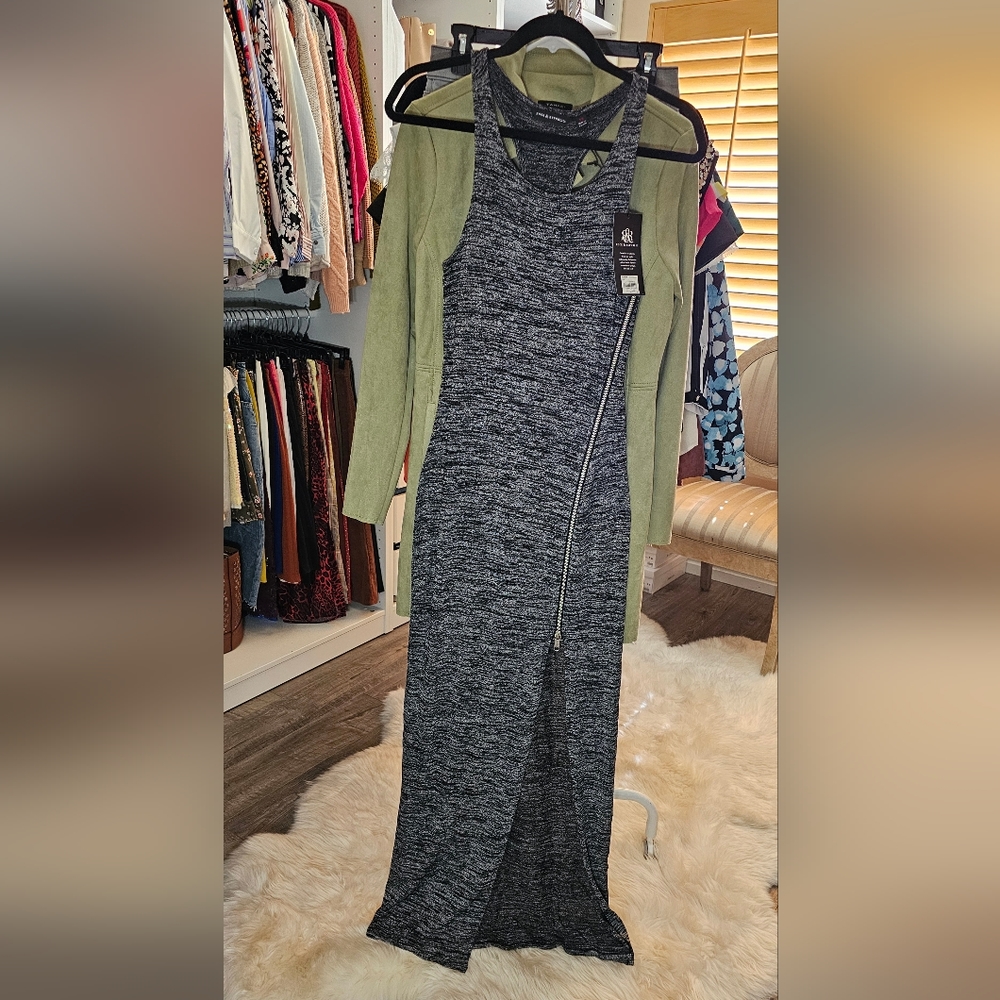 Rock & Republic gray/back heathered jersey maxi dress. Size XS.
